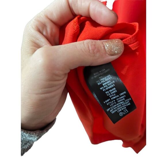 Theory Stretch V-Neck Sleeveless Side Slit Straight Hem Tunic Top Red Size Small - Picture 8 of 13